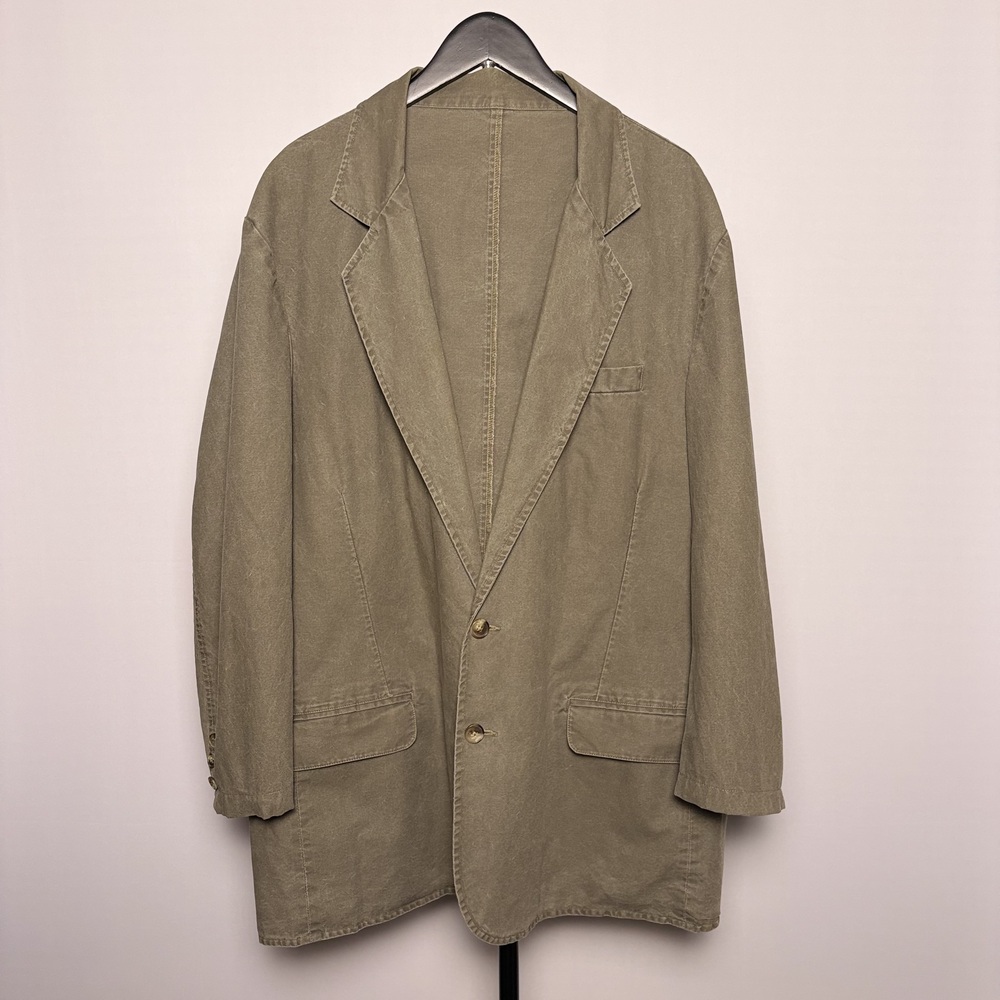 L.L. Bean Men's Khaki Cotton Blazer Size 48 Regular Vintage 90s Made in USA